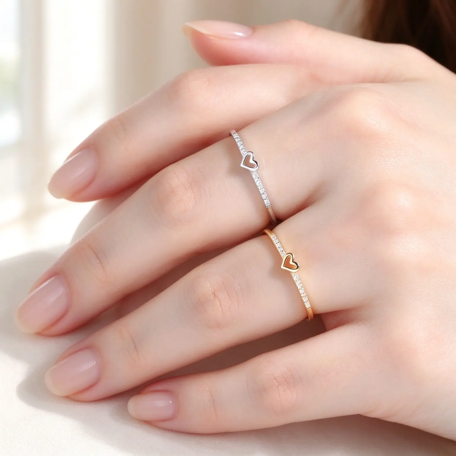 Elegant Women's Copper Ring, Sparkling rings for women, Heart shaped design, promise rings for gf,engagement rings,accessories for women,accessories,womens gifts,Suitable for parties,festivals,gifting,and daily wear