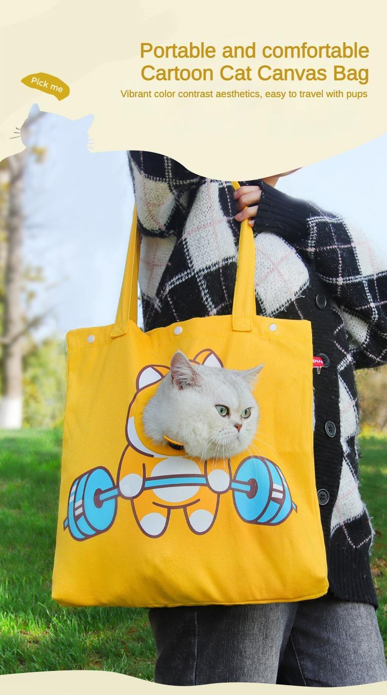 Pet Canvas Shoulder Bag, Cute Animal ShapedCat Carrier Canvas Bags,Portable Pet CanvasTote Chest Bag That Can Expose Head,OutdoorTravel Pet Carrier For Cats Dogs Pet Supplies cat dog rabbit