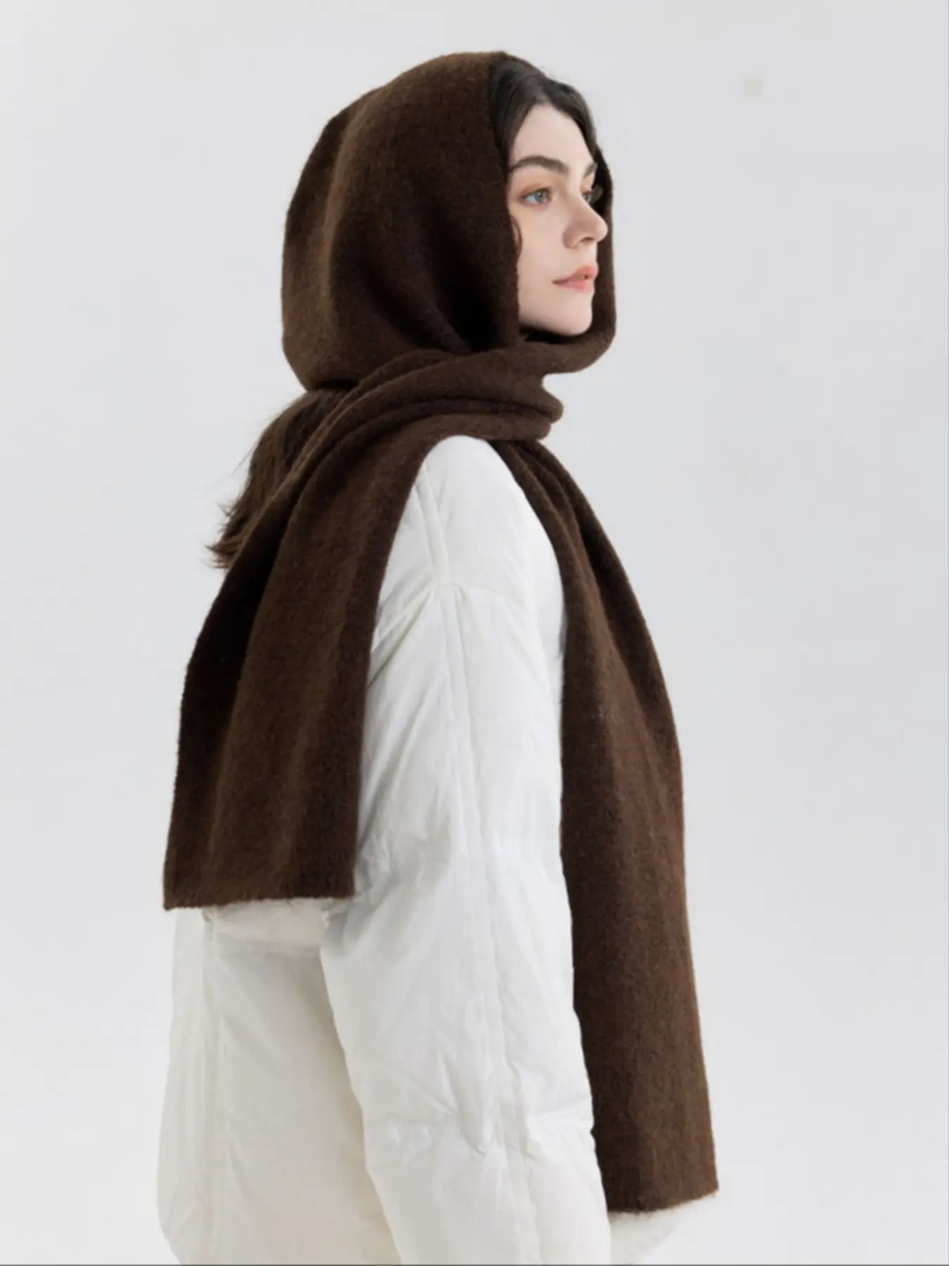 Solid Color Hooded Scarf, Warm Neck Protector, Unisex Fall Winter Fashion, Couples Matching Accessories, Easy to Wear