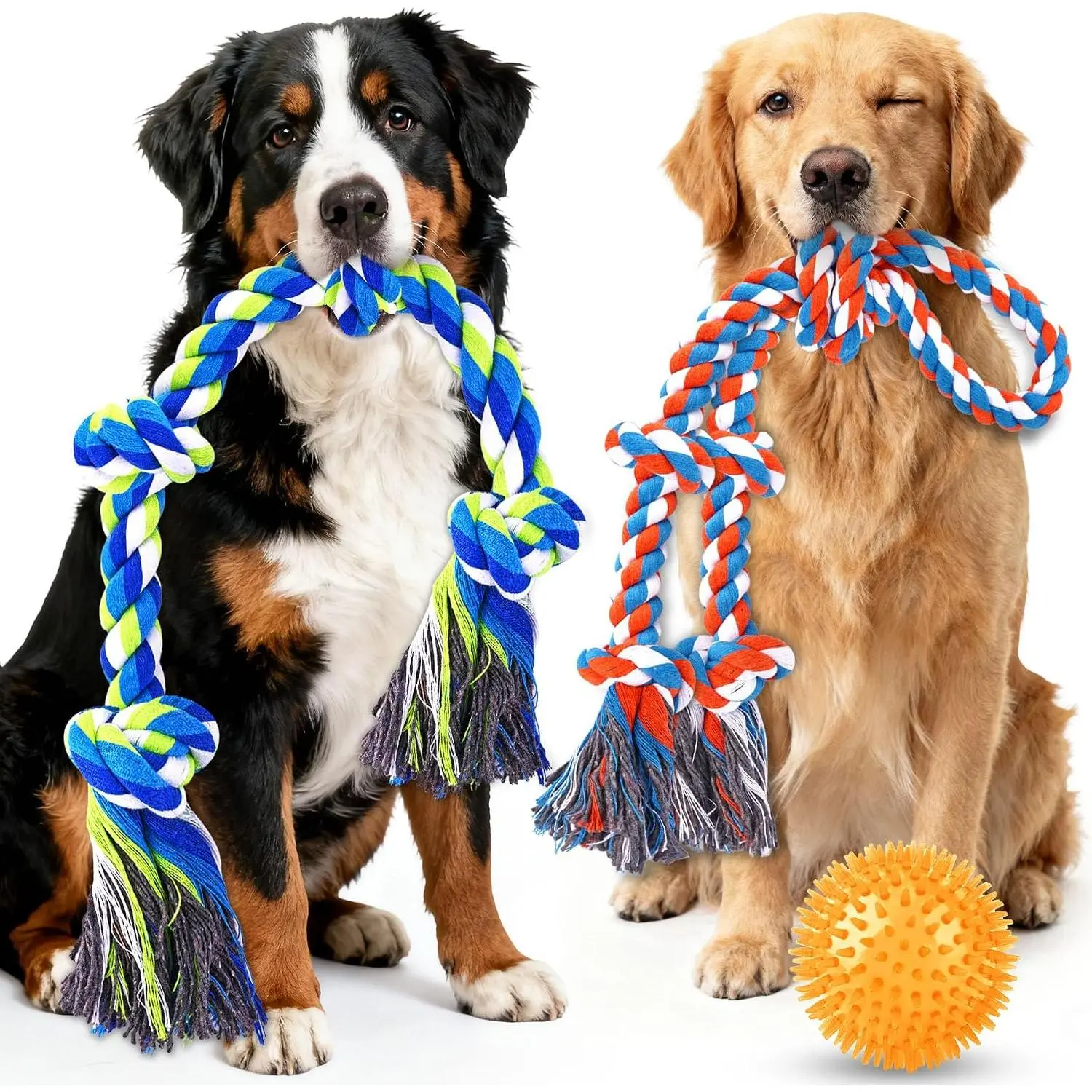 Tough  Toys for Aggressive Chewers – 3 Pack Tough  Toys for Large Dogs,  Rope Toys Ideal for Tug-of-War &  Cleaning