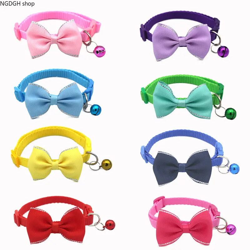 Cute Bell Charm Bow-Shape Pet Collar, Cross-Border New Factory-Direct Pet Supplies