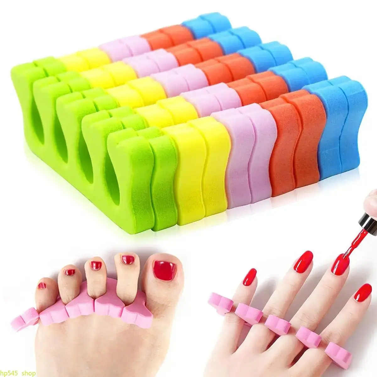 Women's Reusable Soft Foam Toe Separators (20-100 Pcs, Multicolor) - Nail Art Supplies, Convenient Pedicure Spacers, Polish Application Grooming Tool, Household Salon Care Accessory