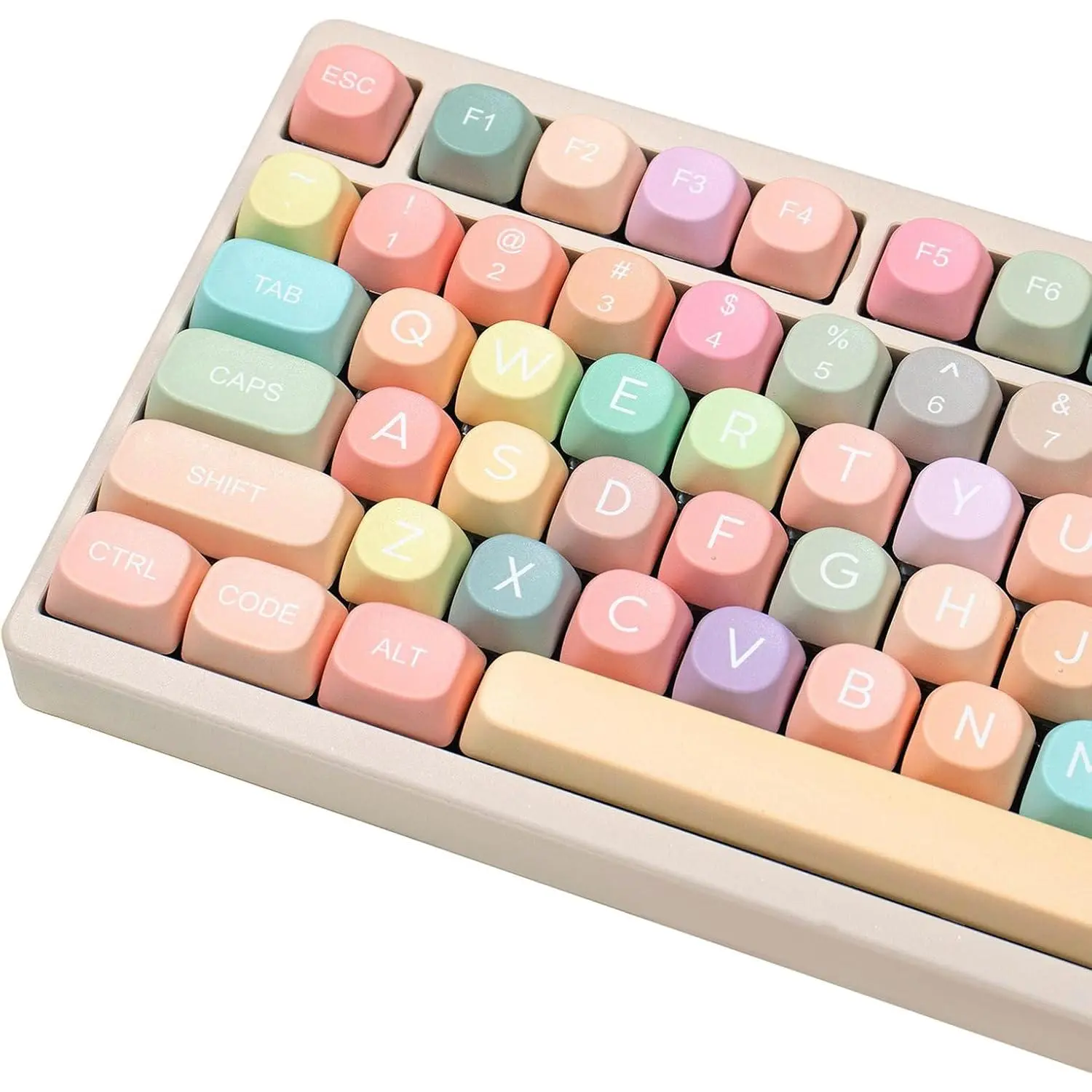 MOA Profile Keycaps,PBT Rainbow Candy Keycaps, 127  Dye-Sublimation Cute Custom Keycap Set with Keycap Puller for Cherry Gateron MX Swithes Mechanical Keyboards