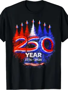 250Th Anniversary USA Patriotic 250 Years American 4Th July T-Shirt Boys' And Girls' Comfortable Tops for Spring And Summer Living Size 80-160