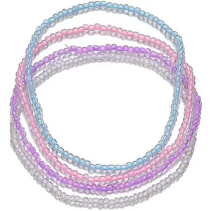 MXUHUI 4Pcs Glow in the Dark Anklets for Women Stretchy Beaded Bracelets or Anklets Set Colorful Fluorescent Jewelry for Summer