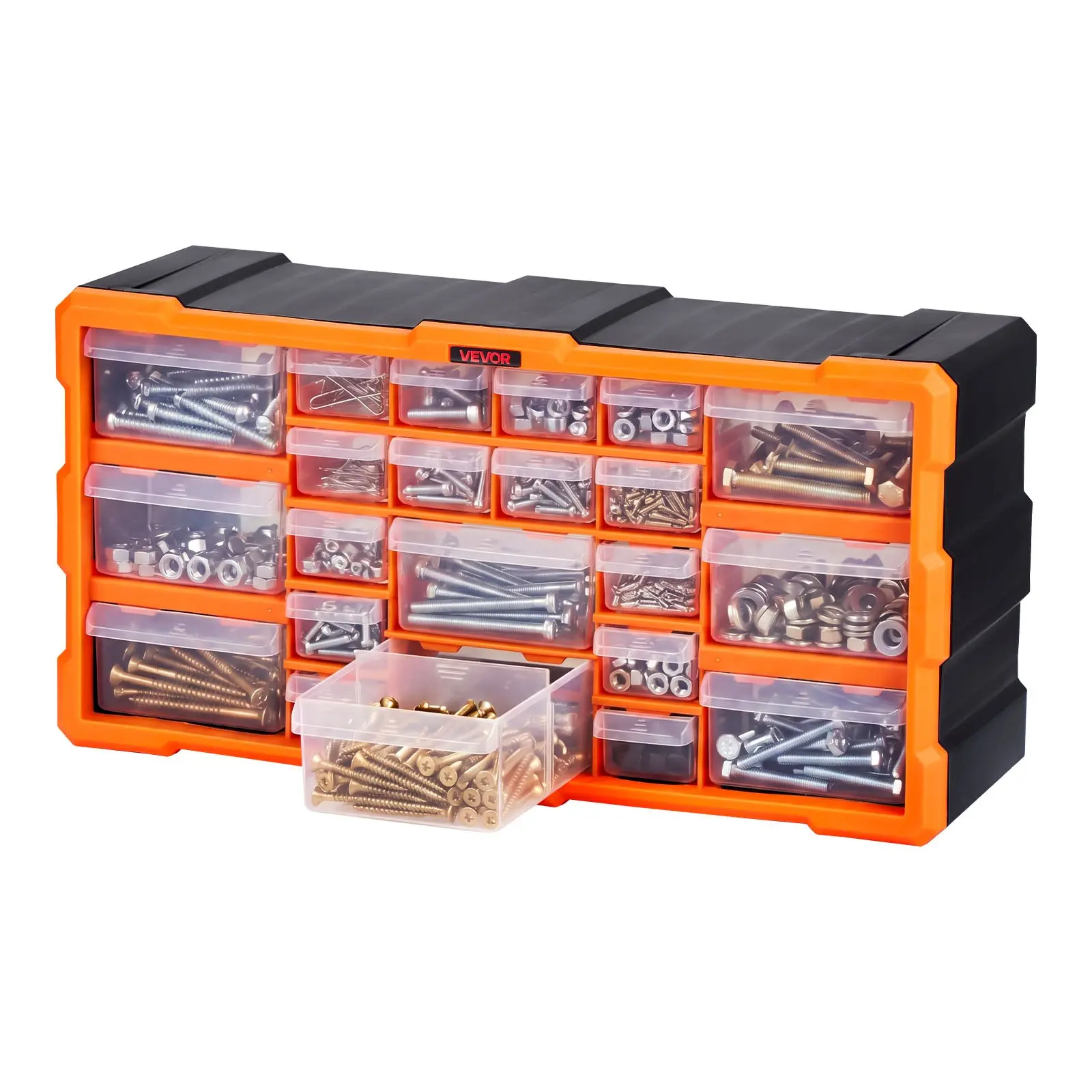 VEVOR 22-Drawer Plastic Storage Organizer - Anti-Drop Design, Customizable Drawers with Detachable Dividers, Reinforced Structure, Stackable Wall-Mounted Cabinet for Garage Hardware, Crafts (Pro-Level Performance)