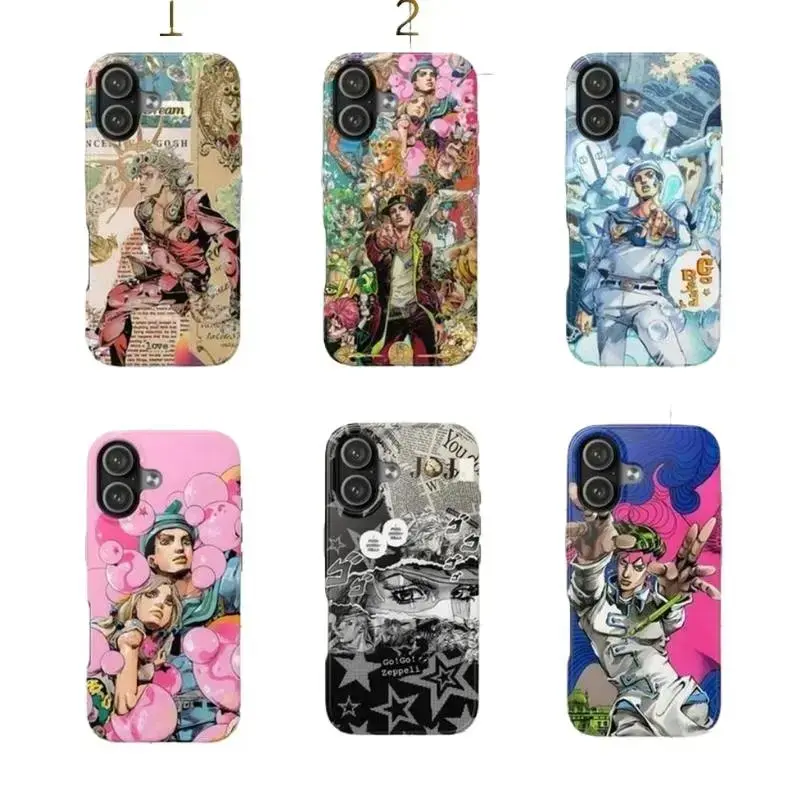 JoJos Bizarre Adventure Action Shonen Anime Manga Fan Merch Edgy Japanese Otaku Stylish Graphic Art Heavy Duty Tough Armor Suitable for iPhone 17-11 Pro Max/Plus and  Samsung Galaxy S23-25