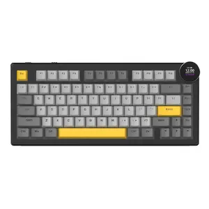 AK820 V2 Wireless Game Mechanical Keyboard White Peach Switch Multifunctional Metal Knob 0.9 "TFT Color Screen Dual 1K Office Mechanical Keyboard the third mock examination Customized RGB DIY Support Multi System for E-sports Games and Office
