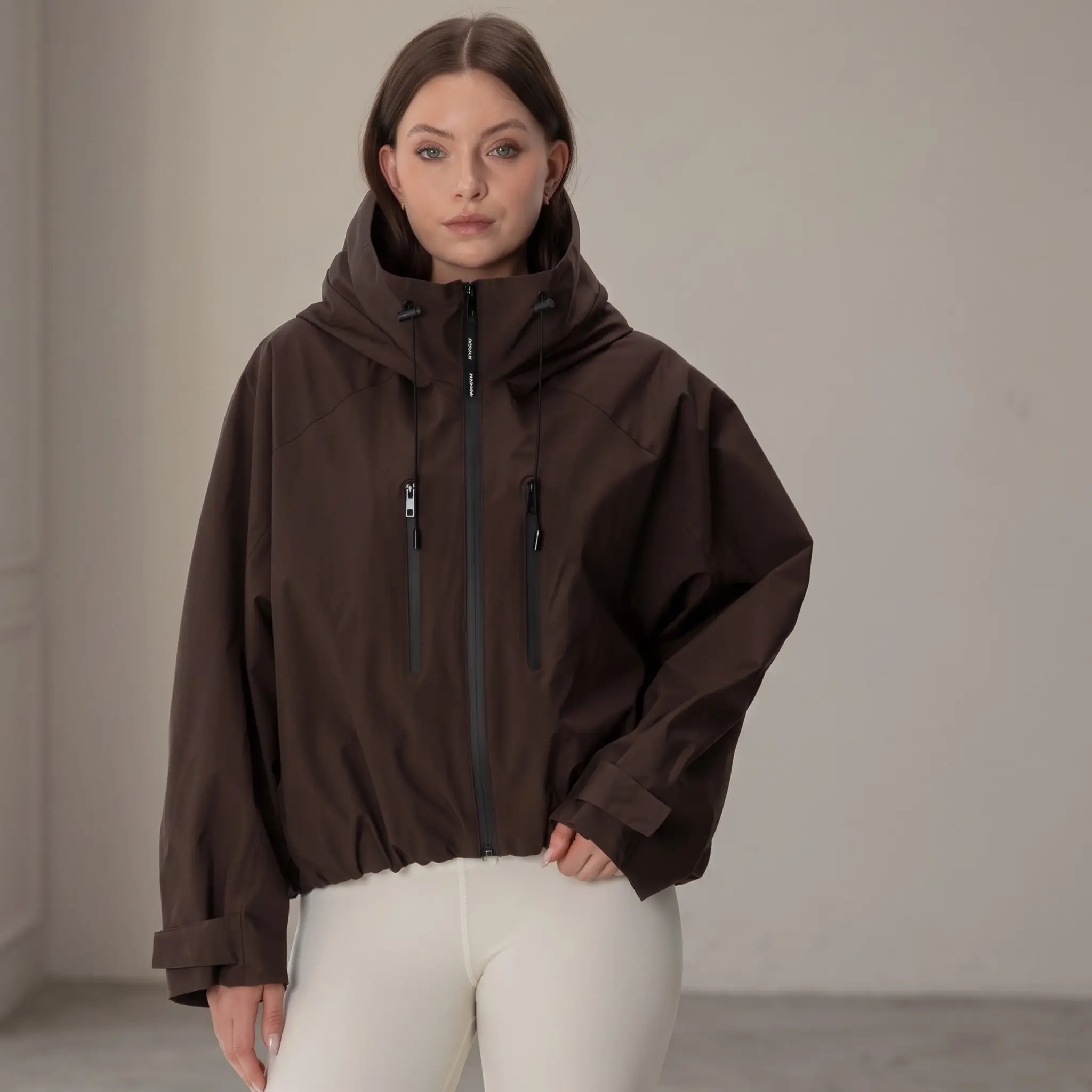 Yodutry Women's Oversized Hooded Rain Jacket for Modest Fashion - STM TEX Waterproof Windproof Cropped Coat, Adjustable Hem, Zip Pockets, Stain-Resistant Outdoor Walking Outerwear, Rain Jackets Women