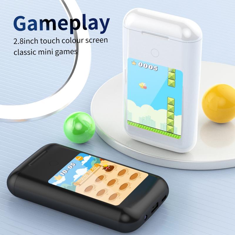 Multifunction Wireless Game Console with Headphones Charging Case, In Ear Headset Power Bank With Microphone 2-in-1 HiFi Stereo Earbuds