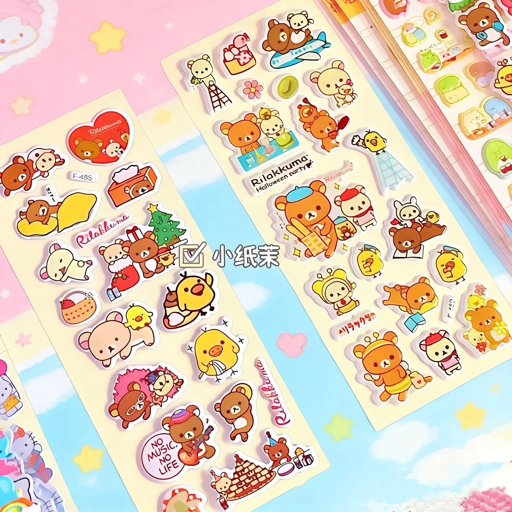 Rilakkuma 3D Bubble Sticker Set - Cute, Rustic, High-Aesthetic, Waterproof Cartoon Decor for Polaroid, Hand Account DIY Crafting