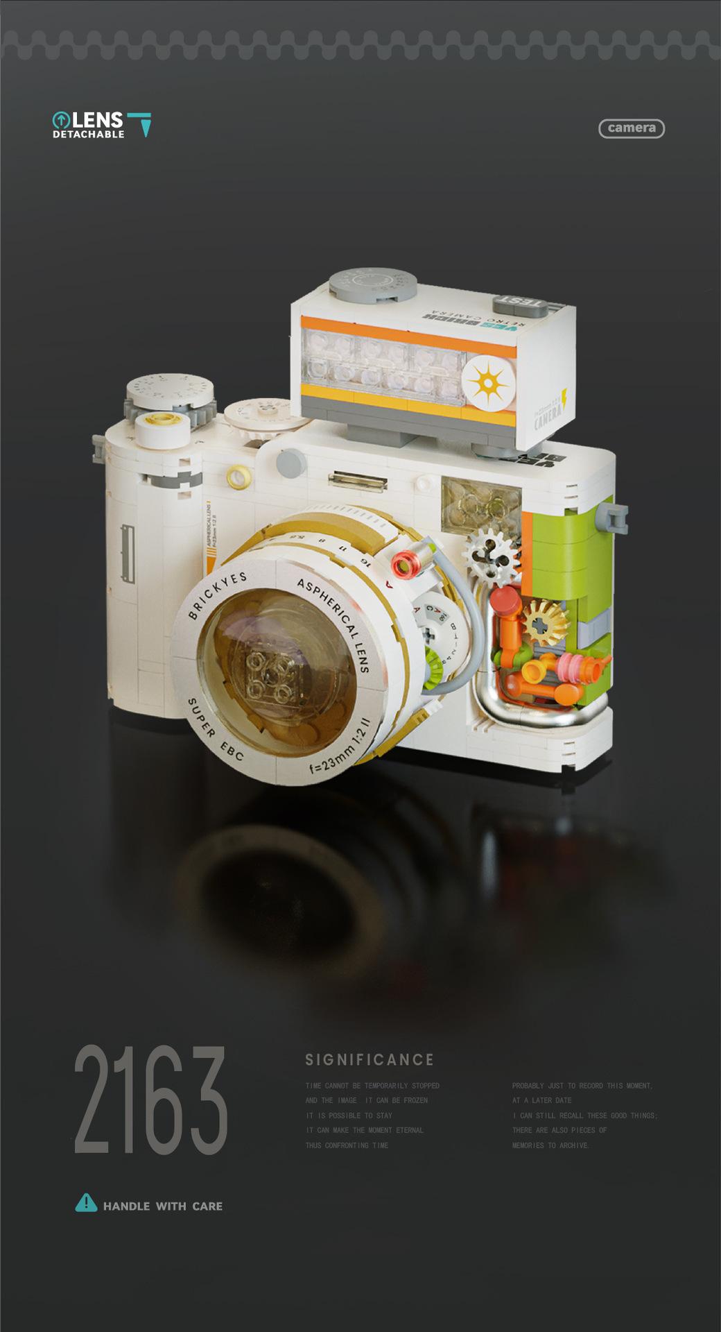 Brick Also Building Blocks Mechanical Universe Retro Camera Assembly Handmade Toy Model Ornament Boys Birthday Gift Wholesale