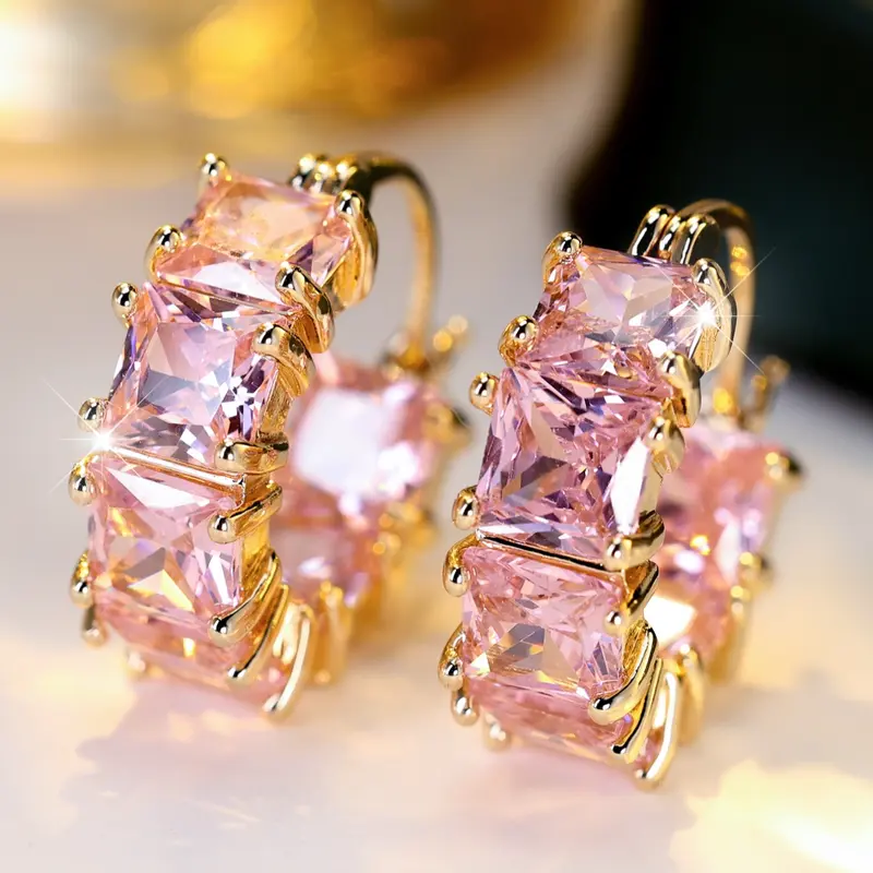 Elegant Square Hoop Earrings for Women, Fashionable Earrings, Earring Hoops, Wedding Earrings, Imitation Crystal Stackable Geometric Design Jewelry as Birthday or Anniversary Gift, Ideal for Date Night Accessories