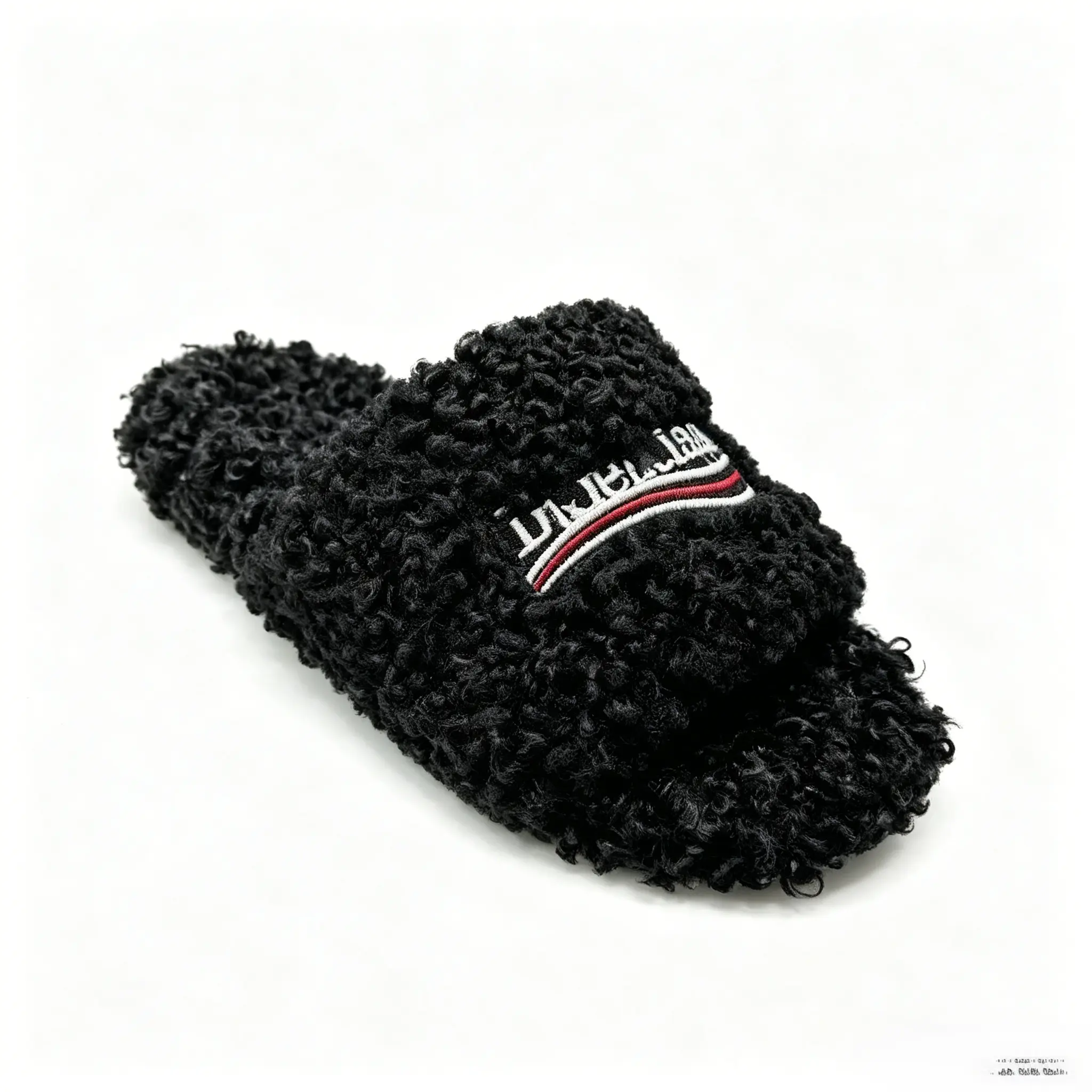 Women Curly Fuzzy Slide Slippers, Fluffy Black Teddy Plush Open Toe Slides with Embroidered Strap, Soft Cozy Indoor Outdoor Slip On Casual Sandals, Warm Comfy Fashion House Slippers for Daily Street Walking curly fuzzy slippers women