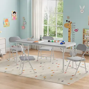 5-Piece Foldable Kids Table and 4 Chairs Set, Fully Collapsible Activity Play Furniture, Easy Fold and Store for Small Homes, Preschool, Daycare and Kids Learning Area