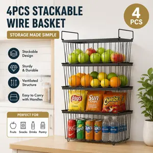 4/6 Pack Freezer Organizer Bins Small Stackable Deep Freezer Organizer Bins for 7 Cu.Ft Freezers Easy Get Bottom Foods Without Digging, Chest Freezer Organizer Prevent Frozen Food Waste, Black