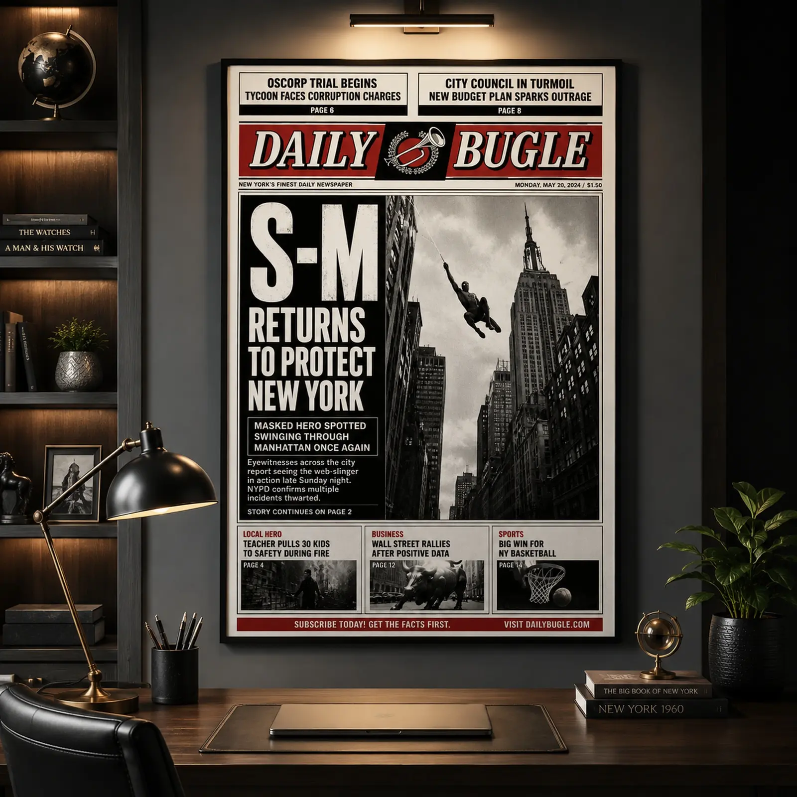 S-M Movie Newspaper Poster |   Canvas Print |   Movie Poster |   Newspaper Art Decor |   Wall Decor for Bedroom, Game Room & Dorm |   S-M Fan Collection |   Superhero Wall Art |   Vintage Newspaper Print |   Comic Book Decor |   Teen Room Decor |   Gift f