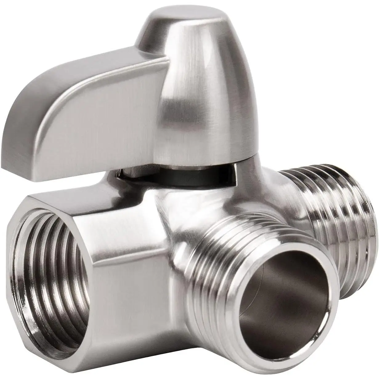 Solid Brass G1/2" Shower Arm, 3-Way Diverter Valve for Handheld and Fixed  , Bathroom Component for Showerhead Combo T-Adapter (Fixed Nut, Brushed Nickel)