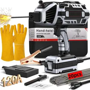 Electric Welding Machine, 110V Handheld Welder with Inverter, 120A, 5-Speed Current Setting, Digital Display, Portable Welder Gun for 1/16"-1/8" welding rods, With 20 Welding Rods, Welding Tool Gift for Repairs