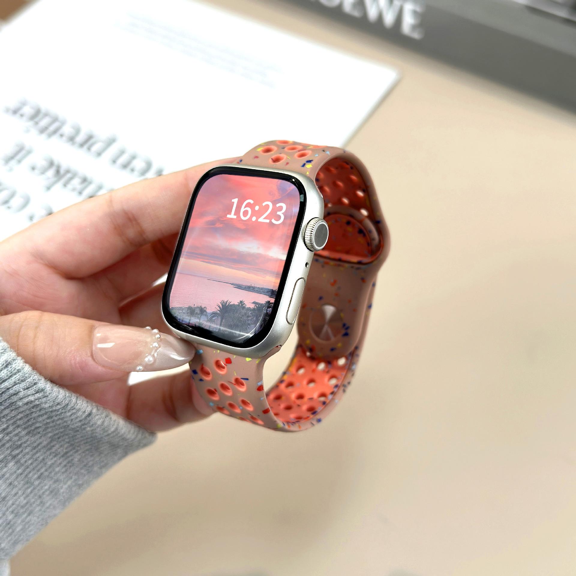 Colorful Dual-Color Silicone Watch Band, Dot Pattern Soft Waterproof Sport Replacement Strap for Smart Watch, Skin-Friendly Breathable Silicone Wristband for Men Women Colorful Dual-Color Silicone Watch Band, Dot Pattern Soft Waterproof Sport Replacement Strap for Smart Watch, Skin-Friendly Breathable Silicone Wristband for Men Women