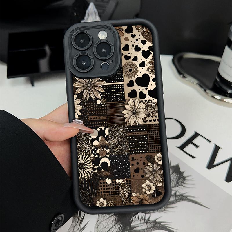 Case for iPhone 16 Pro Max 15 Plus 16E 14 13 12 11 XS XR Floral Patchwork Advanced fashion gift Pocket-Friendly Shockproof Silicone Protective Softcase