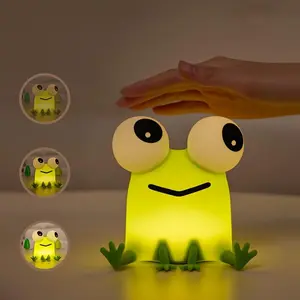 Children's Soft Silicone Frog Night Light, Rechargeable LED Bedlight with Timer, Christmas Gift for Kids, Bedroom Decoration Home Supply