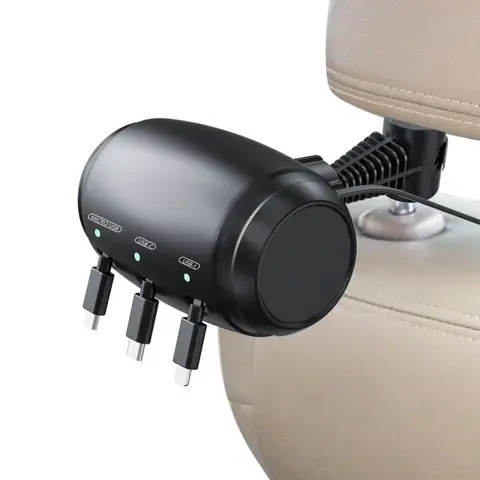 Ohlpro Retractable Backseat Car Charger, 3-in-1 Headrest Charging Station Box for Uber Lyft Taxi & Road Trips, Phone Car Charger