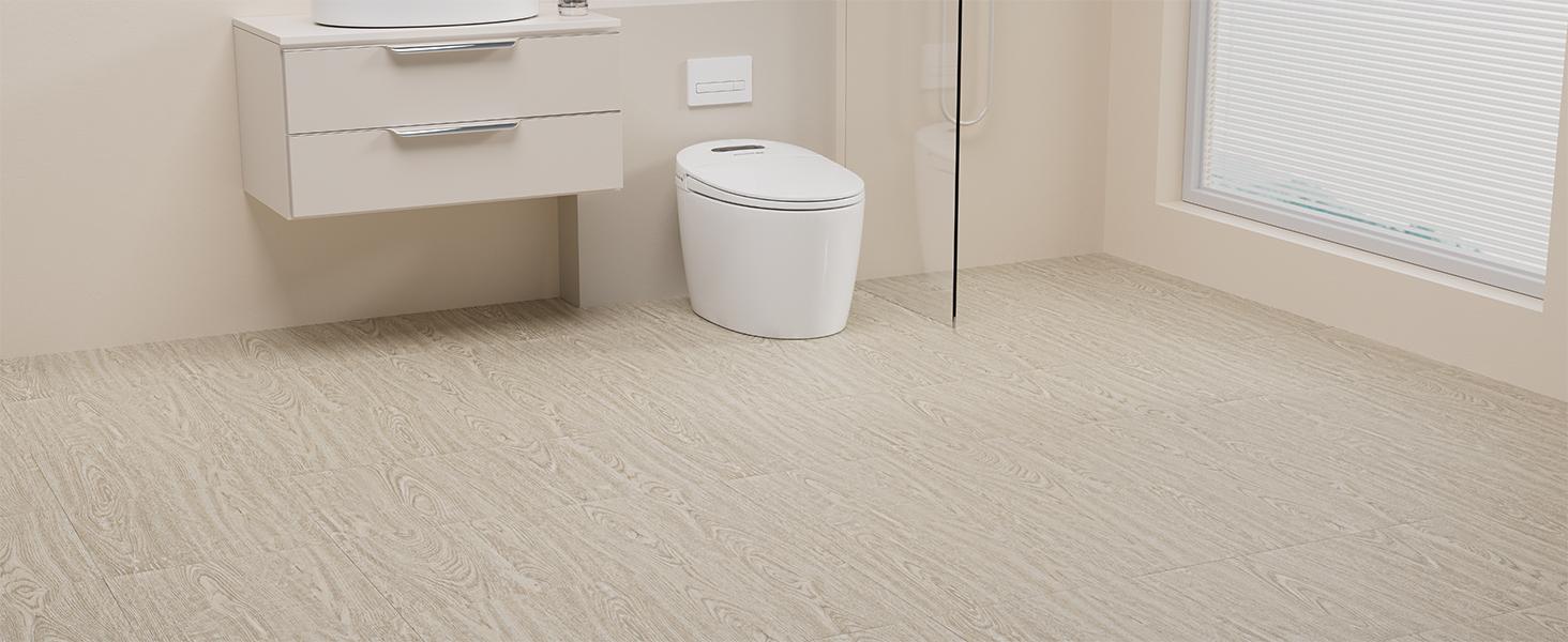 Peel and Stick Tile, 20 Pcs 12" x 12" Waterproof Wood Grain Luxury Vinyl Plank Flooring, Easy DIY Self Vinyl for,, Living Room, Light Brown