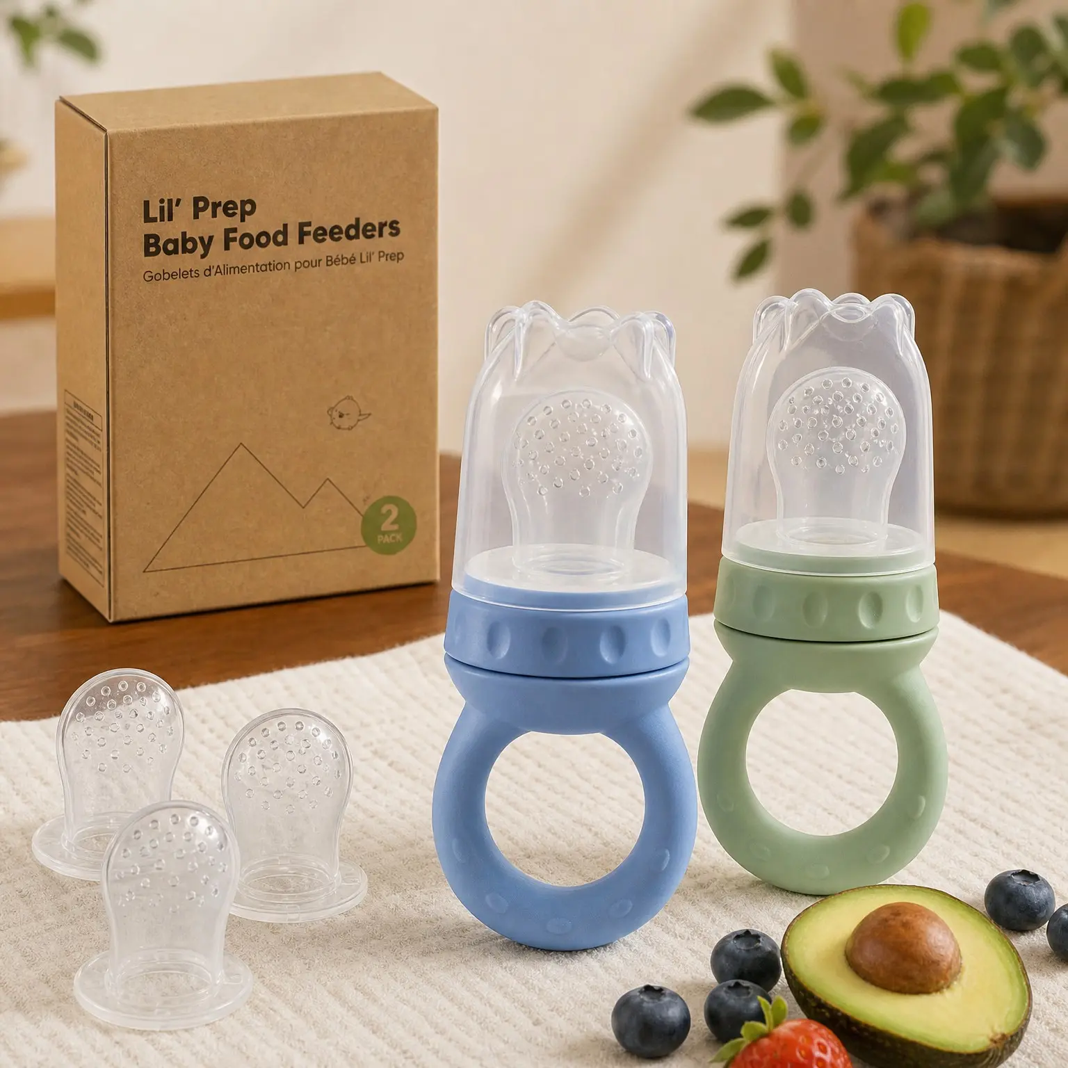 Baby Fruit Feeder 2pk - Silicone Baby Food Feeder for Babies 6-12 Months, Breast Milk Popsicle Teether, Weaning, Pacifier, Freeze Frozen Solid Food, Infant Feeding Essential (Slate)(Gift)