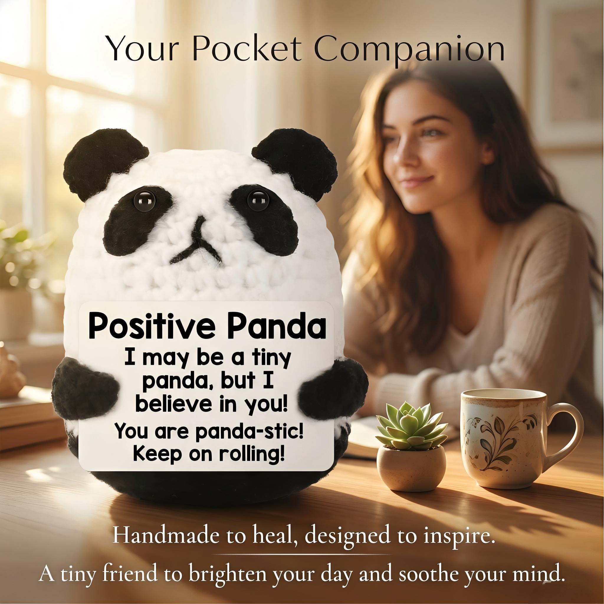 Soft Handmade Crochet Panda Stuffed Animal,Emotional Support Plush for Anxiety Relief,Birthday Gifts for Women Men,Teacher Appreciation Gifts,Easter Basket Stuffers for Boys Girls Teens,Cute Mini Companion Toy for Home Decor & Festival Gifting