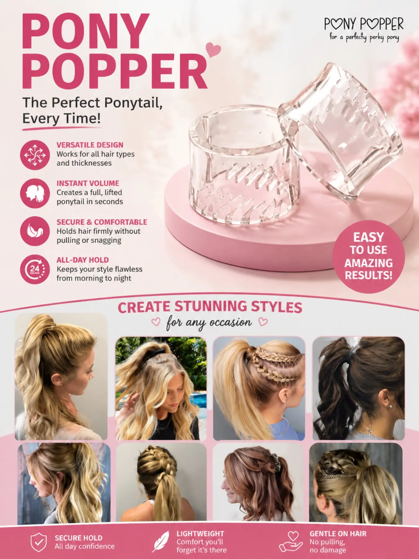 Hot Selling Pony Poppy Ponytail Hair Clip, Plastic Women's Thick Tail Braid Hair Accessory, Fashion Hair Accessories, Stylish & Diverse Design, Perfect Gift Idea, Hair Decor
