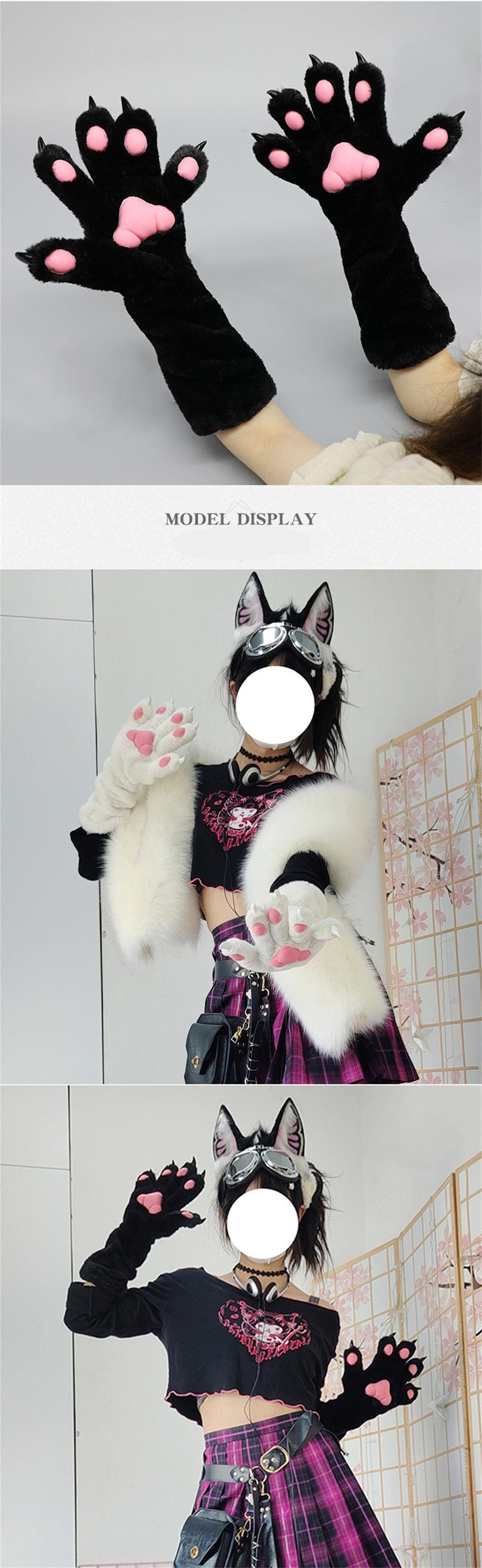 6 Colors Girls Women Cat Paws Gloves Anime Plush Cosplay Accessories Comic-con Stage Show Party Fursuit Mittens Furry Kig Claw