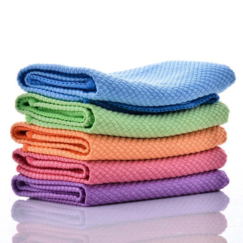 10-1PC Microfiber Washing Dish Cloth Cleaning Towel Super Absorbable Window Glass Cleaning Cloth Kitchen Anti-grease Wiping Rags