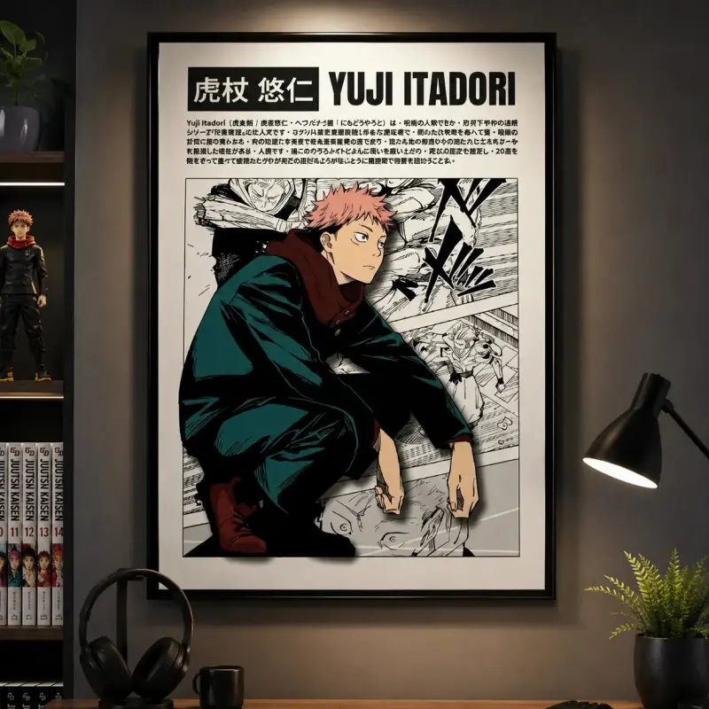 Jujutsu Kaisen Yuji Itadori Poster, 1 Piece Manga Art, Anime Wall Print Minimalist, manga poster jjk manga artwork minimalist anime wall art otaku room decor Anime Poster Wall Art Print vintage anime poster anime wall print manga lover anime fan