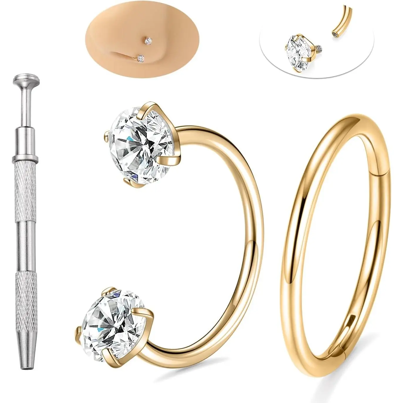 G23 Titanium Nose Rings Hoops Nose Piercings Horseshoe Nose Ring Daith Tragus Helix Rook Cartilage Eyebrow Lip   Septum Rings