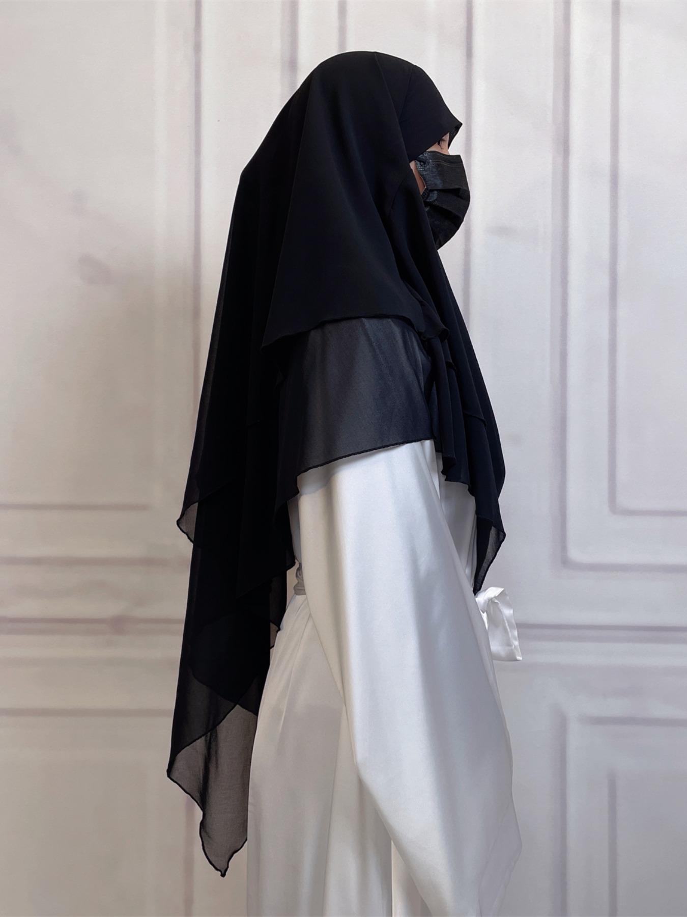 16 Colors Short Chiffon Khimar, Muslim Fashion High-Quality Fabric, Suitable for Adults and Kids, Essential Wear for All Seasons