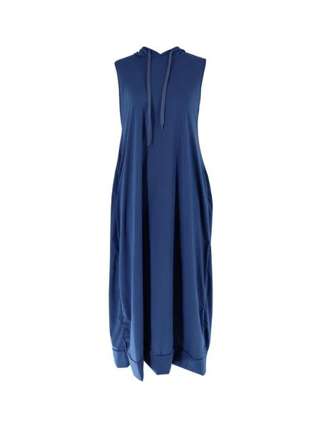 Women's Plain Drawstring Hooded Tank Dress, Casual Pocket Sleeveless Maxi Dress for Summer, Fashion Women's Clothing for Daily Wear