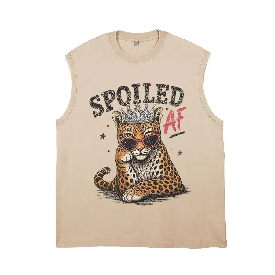 Spoiled Leopard Tshirt, Preppy Leopard Shirt, Boujee Cheetah Tee, Sarcastic Cat t-shirt for men,Men’s Retro Grunge Wild Big Cat Graphic Casual Vest, Urban Hip Hop Streetwear Summer Gift Tank for Street Style Guys Leopard Print Lovers Husband Hip Hop Fans