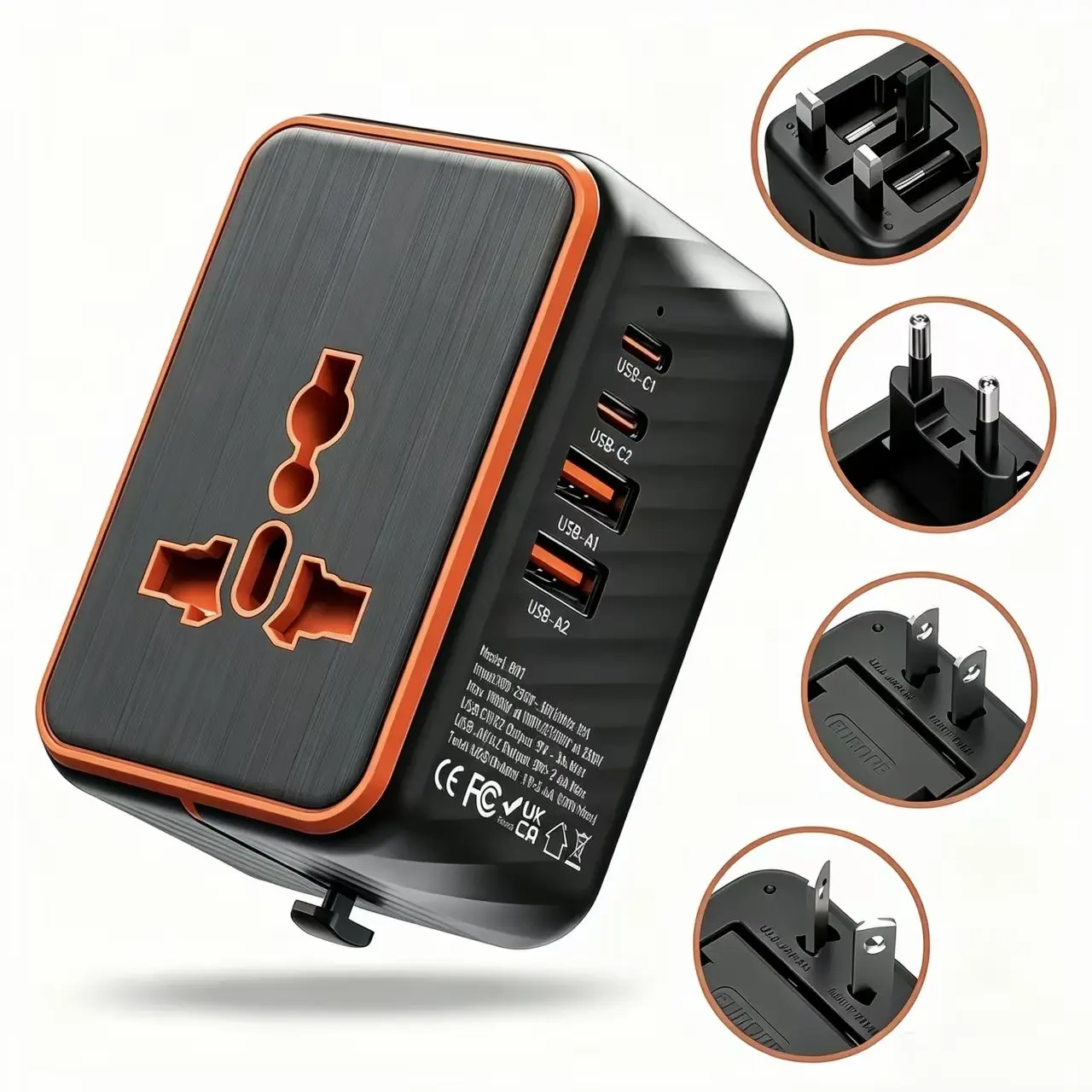 Universal Travel Adapter with USB and Type-C Ports, All-In-One Wall Charger, Universal Socket, European Plug Adapter, International Plug Adaptor, Worldwide Power Plug Converter for Usa, Eu, Uk, Aus, and More