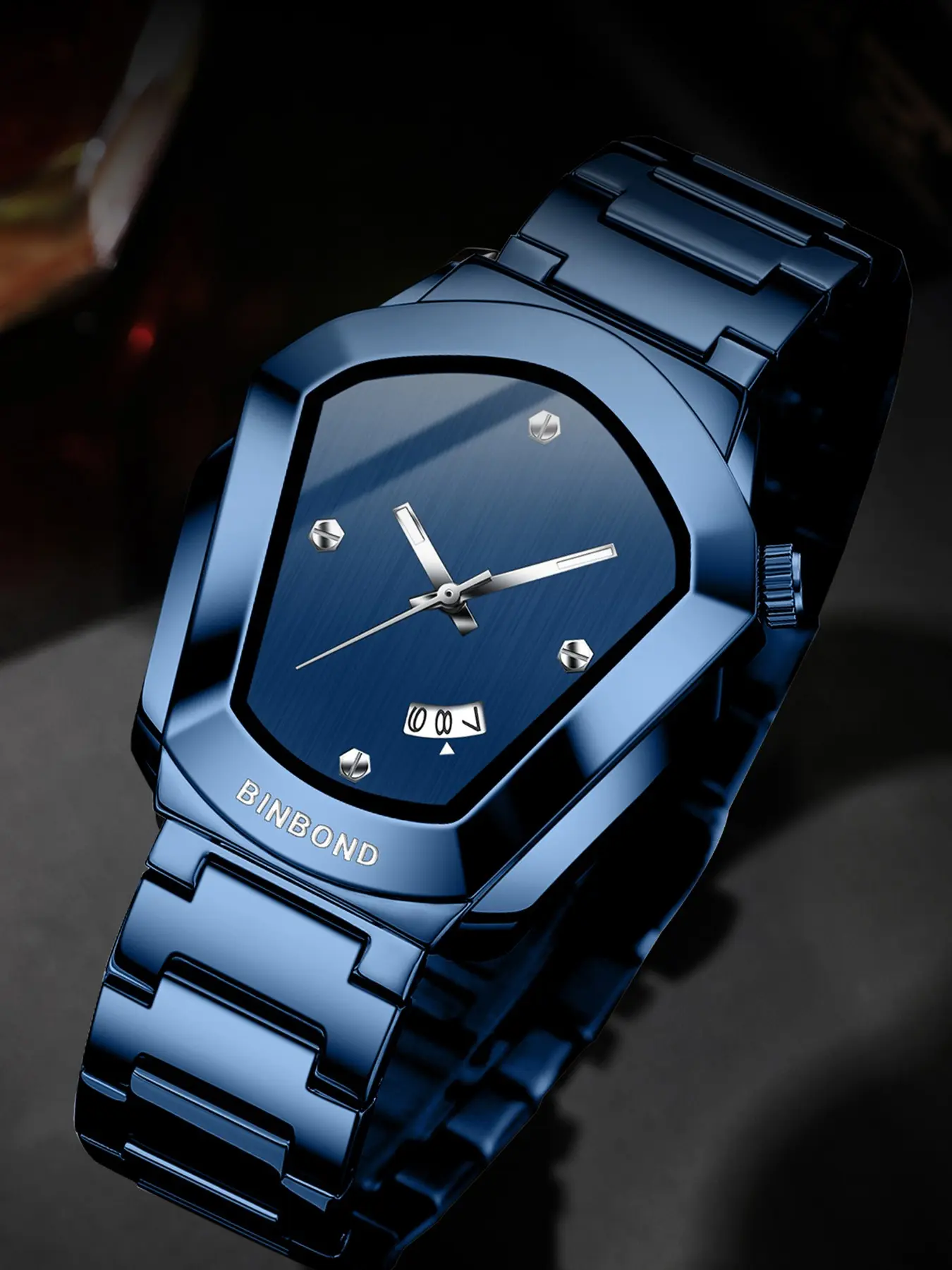 Binbond Men's Luxury Watch, Stainless Steel Strap, Quartz Movement, Business & Sports Watch, Fashionable Men's Wristwatch