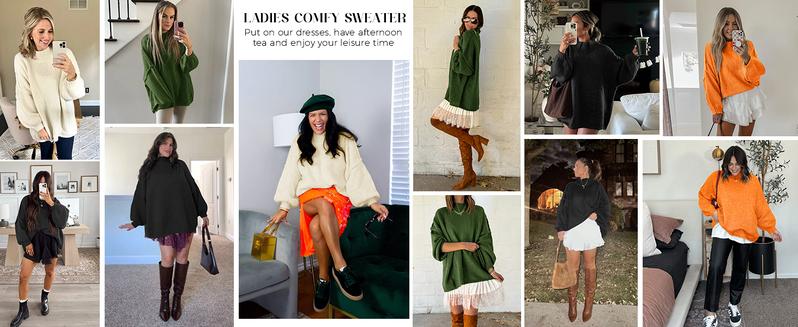 Saodimallsu Womens Oversized Sweaters Mock Neck Batwing Long Sleeve 2025 Fall Trendy Ribbed Knit Casual Tunic Sweater