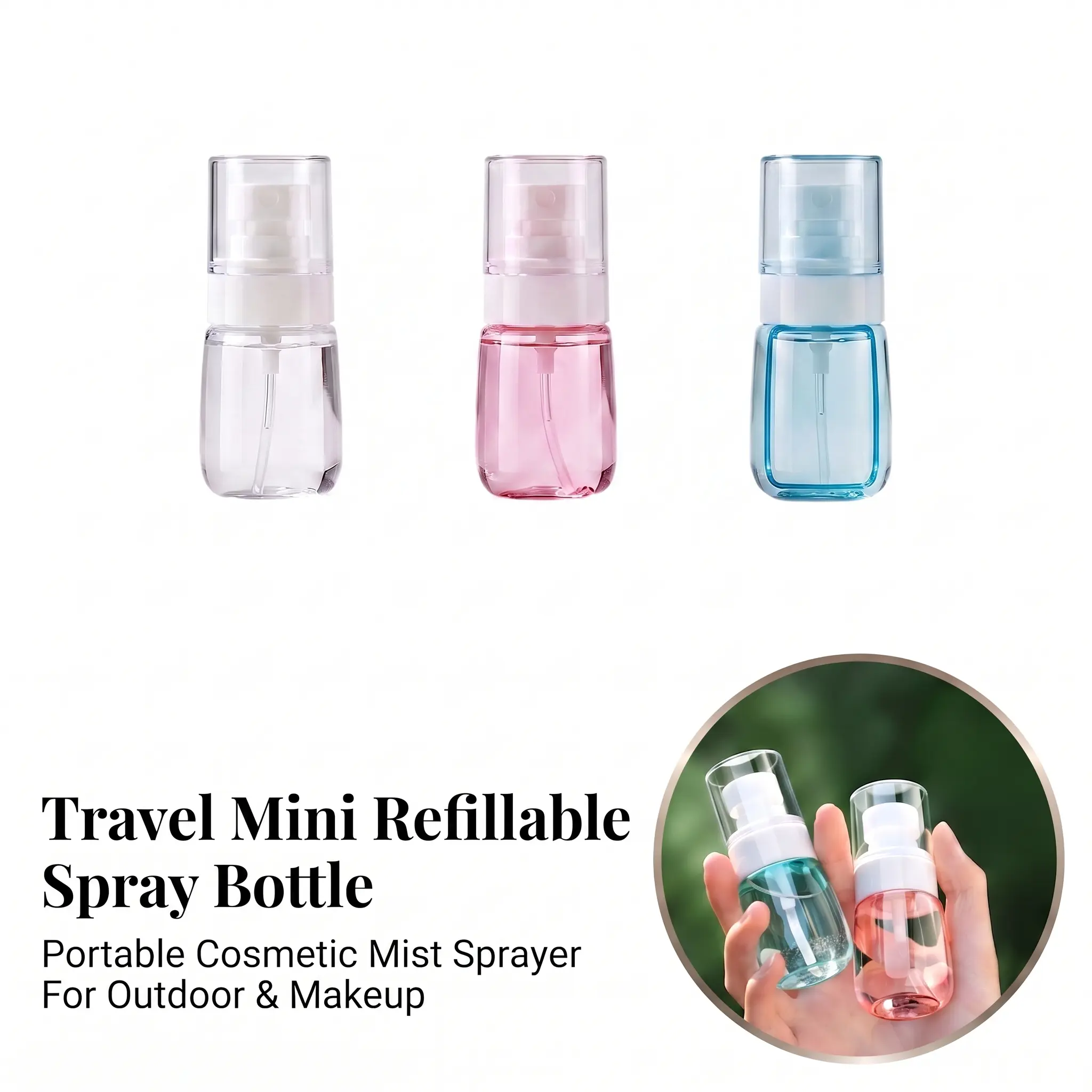 Portable Refillable Spray Bottle, Clear Travel Spray Bottle, Reusable Spray Bottle for Cosmetic, Skin Care, Perfume, Cosmetics Accessories, Cosmetic Tools, Makeup Tool, Makeup Container Set-YY0