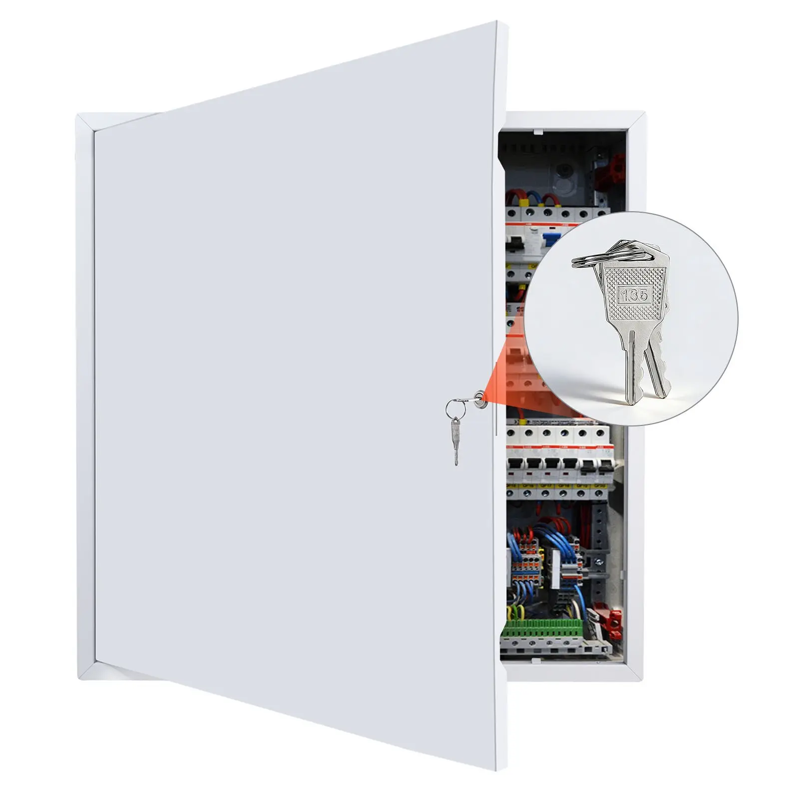 VEVOR Drywall Metal Access Door, 25.2x25.2 in Galvanized Steel Hinged Service Panel with Key, Easy Install, 24.4x24.4 in Cutout Size, White for Ceiling Plumbing Electrical, Doors