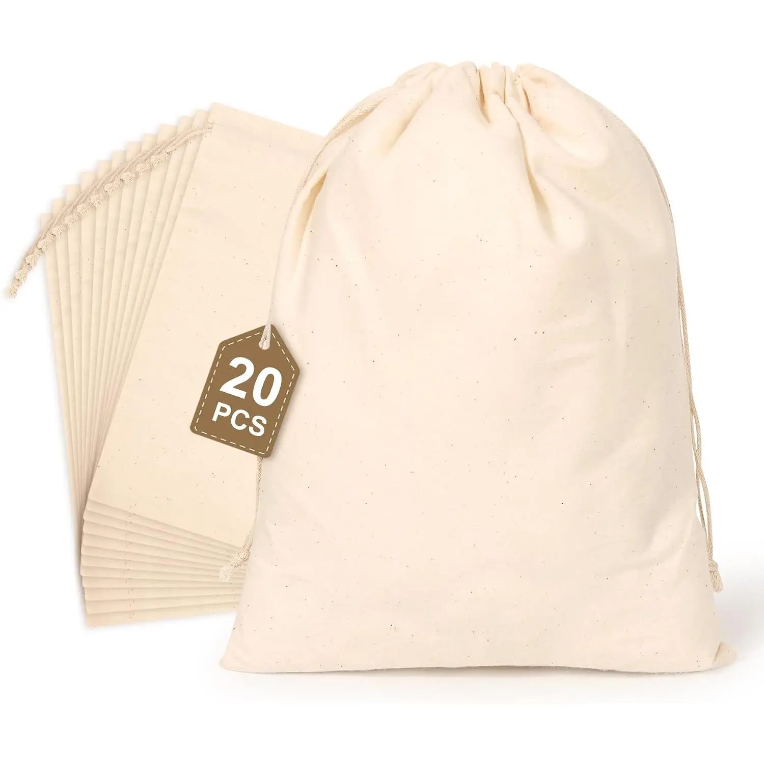 20 count  Produce Bags, 8X10inch  Muslin Storage Bags with Drawstrings,   Bags, Washable,  Linen Bag, Cloth Bags