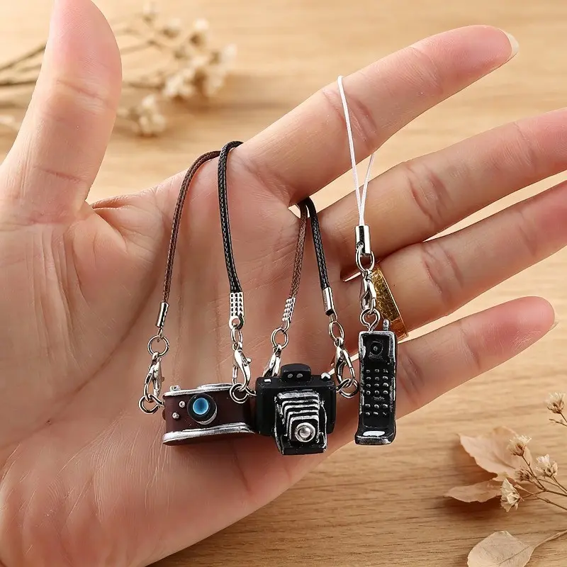 Random 3 Mini Dslr Camera Keychains, Vintage 1:6 Scale Bag Charm, Retro Photography Props Key Ring, Perfect Gift for Photographers