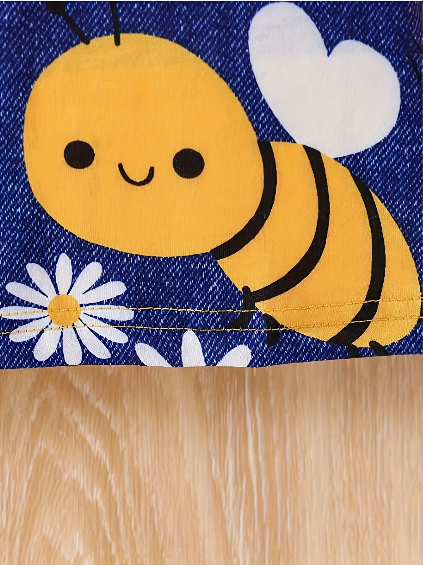 Girls' Dress • Single Piece • Digital Print Little Bee • Flutter Sleeve • Casual Straight Skirt