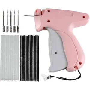 Handheld Stitch Gun for Quick Clothing Repair and Hemming, Portable Fabric Fixer with Fine 5mm Needle for Lightweight Fabrics, Easy to Remove Stitches, Kit with 1000 Fasteners, Pink