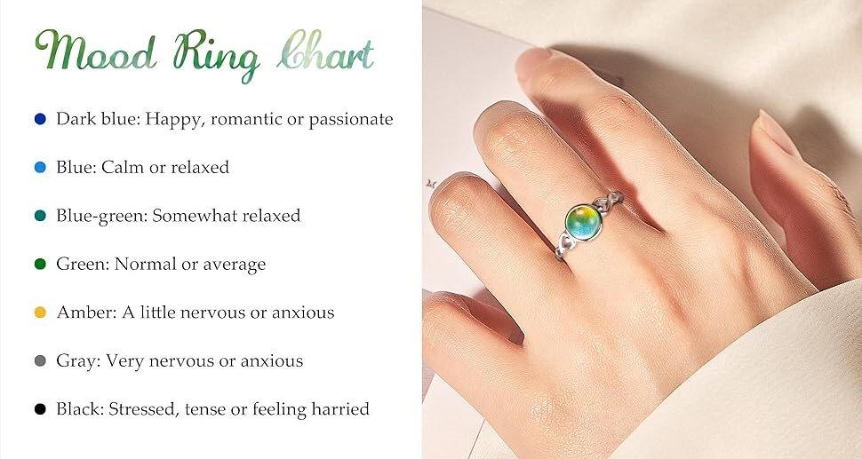 Adjustable 925 Sterling Silver Mood Rings for Women Victorian Style Oval Solitaire Ring Temperature-Control Rings Trinity Celtic Knot Color Change Stacking Rings Cubic Zirconia Gift Jewelry for Her