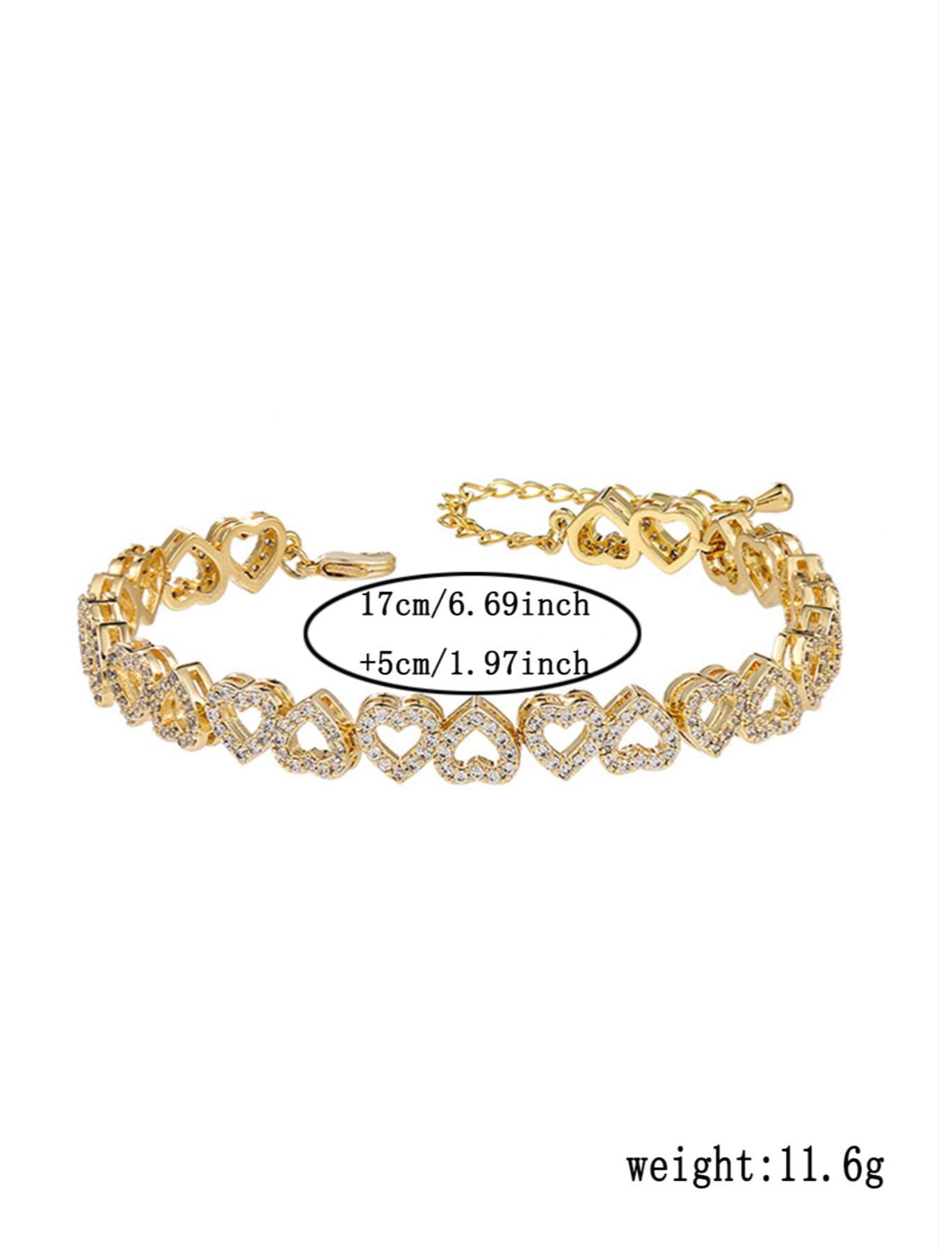 Women's Rhinestone Decorated Hollow Out Heart Design Cuff Bangle, Cuff Bangles Bracelets, Exquisite Minimalist Bangle, Jewelry As Gift, Matching Bracelet, for Fall, Heart Shaped Bracelet