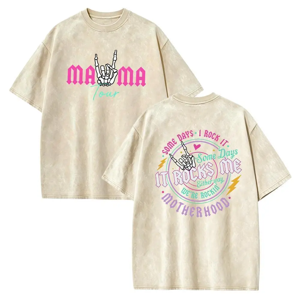 Cotton Short Sleeve  T-Shirt Some Days I Rock It 2 Sides Shirt, Motherhood, Mama Lighting Bold T-shirt, Printed Graphic Shirt, Daily Casual Cotton Womenswear Love Embroidered Fabric Fleece